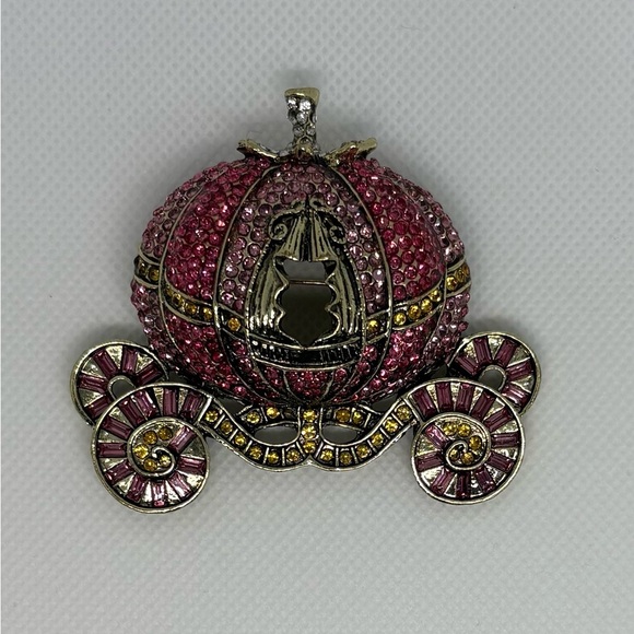 Unsigned Jewelry - Cinderella Pink Rhinestone Pumpkin Carriage Brooch/Pin - Disney Princesscore